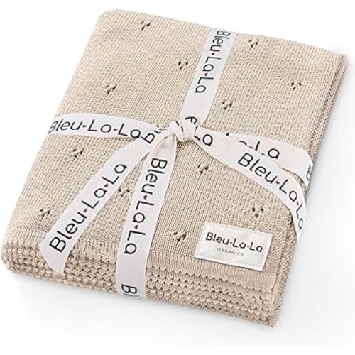 Organic Unisex Pointelle Receiving Swaddle Blanket for Boys & Girls - 100% Luxury Organic Soft Cotton Knit Warm Cozy Cuddle Stroller Crib Blanket for Newborns, Infants, & Toddlers (Oatmeal)