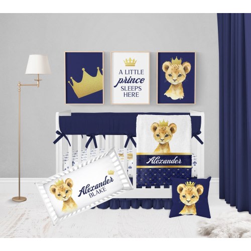 Baby Boy Crib Bedding Set, Lion Crib Bedding, Crib Bedding Set Boy, Navy Blue Crib Bedding Prince Nursery, Lion Nursery, Safari Boy Crib Set