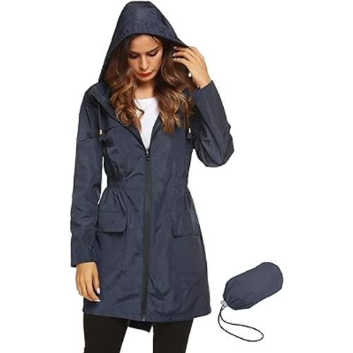 Lomon Women Waterproof Lightweight Rain Jacket Active Outdoor Hooded Raincoat