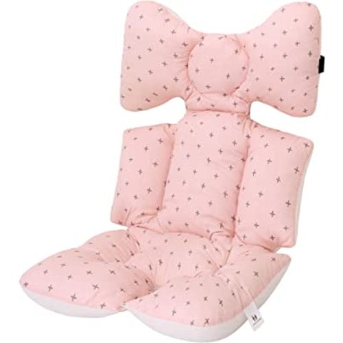 Baby Seat Pad Liner for Stroller–Soft and Breathable，3D Air Mesh Cotton Universal Baby Stroller Cushion (Pink Cross)