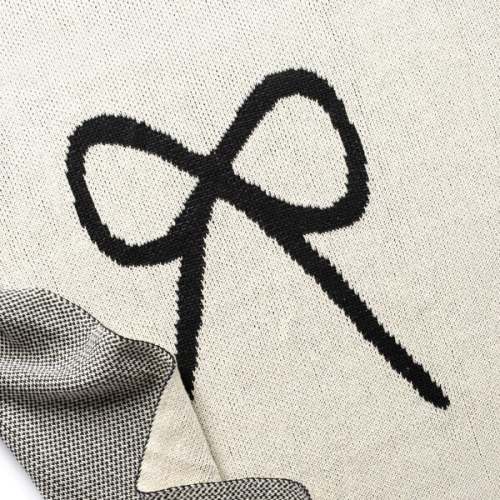 Bow Logo Knit Baby Blanket, Black - Halo Luxe | Maisonette