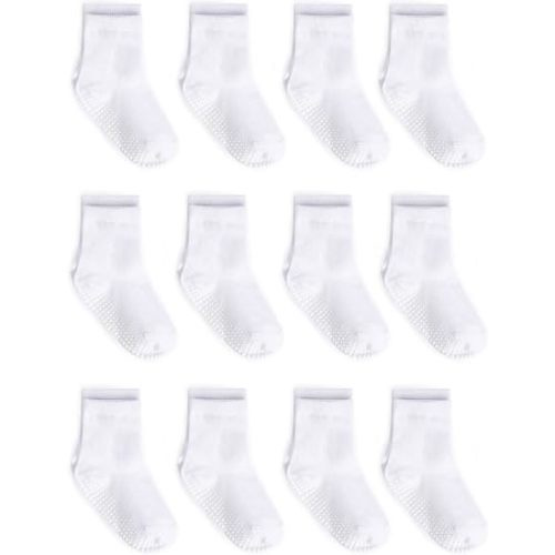 ZAPLES Baby Non Slip Grip Crew Socks with Anti Skid Soles for Infants Toddlers Kids Boys Girls
