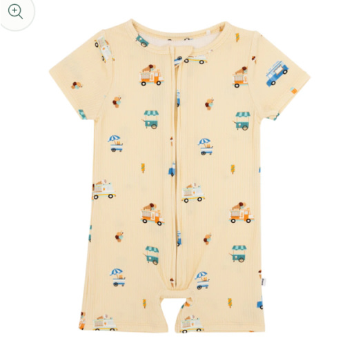 Ice Cream Trucks Small Ribbed Summer Zip Romper