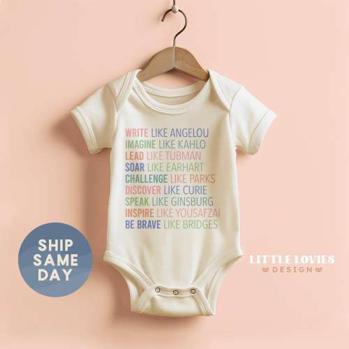 Write Like Angelou Onesie®, Girl Power Baby Bodysuit, Strong Womens Apparel, Newborn Equality Rights Outfit, (CA-WOM90)