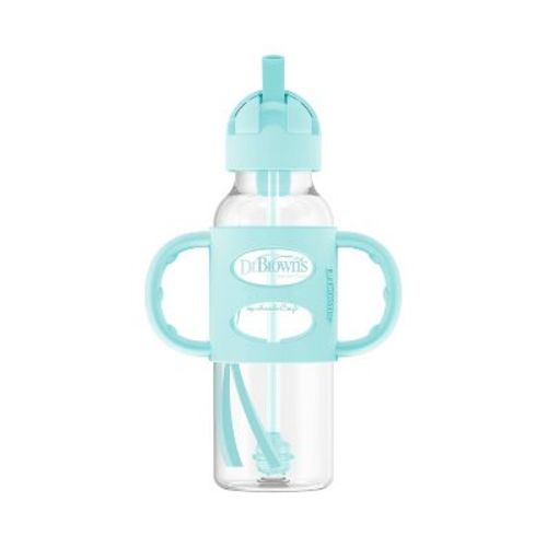 Dr. Brown's 8oz Milestones Narrow Sippy Straw Bottle With Silicone Handles - 6m+ - Green