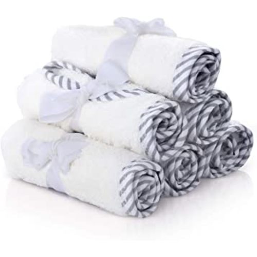 San Francisco Baby 6-Piece Baby Washcloths - 10" x 10" - Face & Bath Towels for Sensitive Skin - Soft Cloth Wipes for Newborn, Toddler, & Kids - Ideal for Wiping & Washing - White