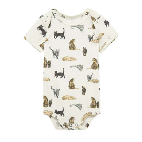 Cat Cotton Stretch Short Sleeve One Piece
