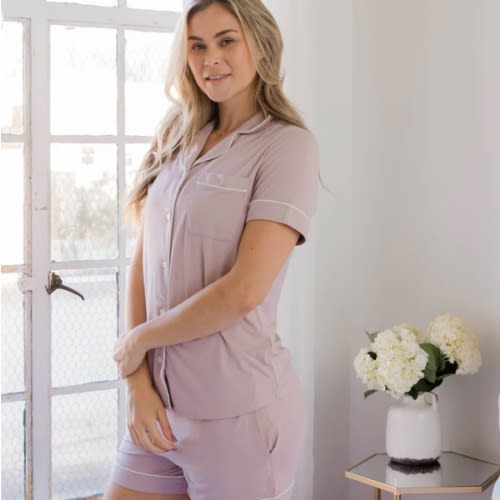 Clea Bamboo Classic Short Sleeve Pajama Set | Lilac | Size Medium