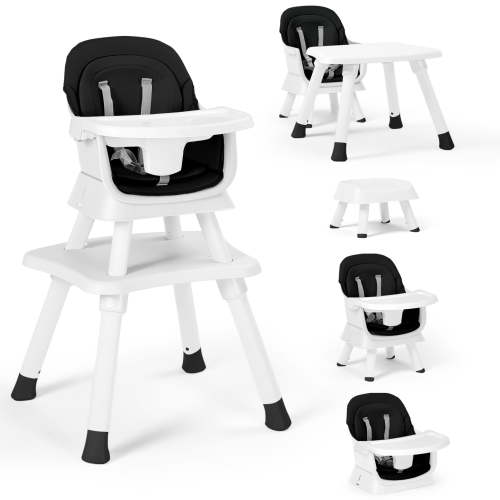 AILEEKISS 8 in 1 Baby High Chair, Toddler Dining Booster Seat for Eating, White