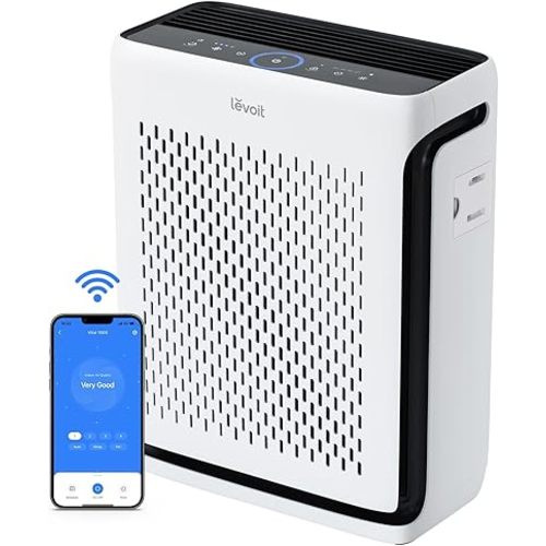 LEVOIT Air Purifier for Home Large Room Bedroom Up to 1110 Ft² with Air Quality Monitor, Smart WiFi, Washable Pre-Filter, HEPA Sleep Mode for Pets, Allergies, Dust, Pollen, Vital 100S-P, White