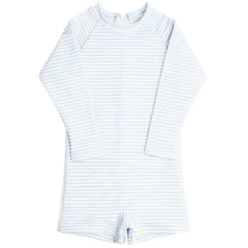 unisex powder blue stripe rashguard one piece – 0-6m