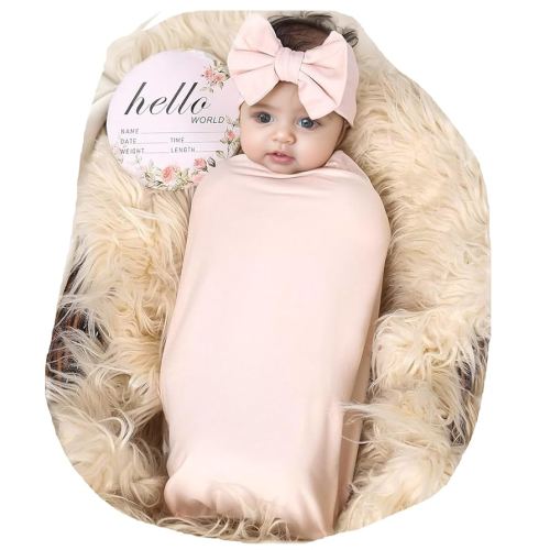 Galabloomer Receiving Blanket Headband Set Flower Print Baby Swaddle Blankets