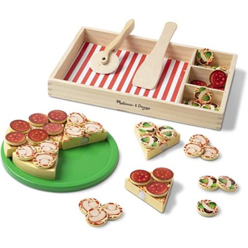 Melissa & Doug Wooden Pizza Play Food Set With 36 Toppings