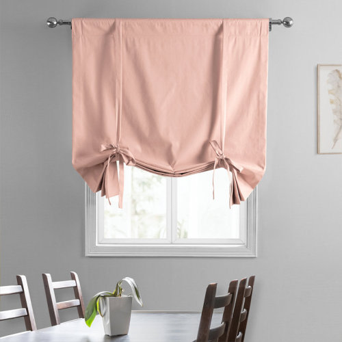 Ebern Designs Solid Cotton Room Darkening Tie-Up Window Shade | Wayfair