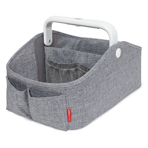 Skip Hop Diaper Caddy Organizer with Touch Sensor Night Light, Nursery Style, Heather Grey