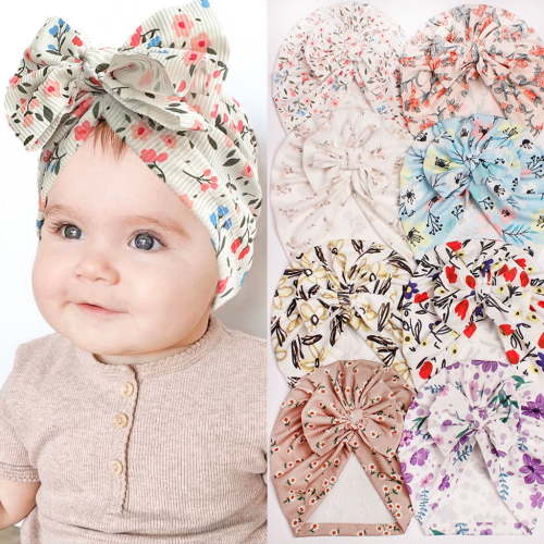 Dalrosia 8PCS Newborn Baby Girl Hats with Bow Toddler Infant Beanie Cap Newborn Hospital Hats for Baby Girl Kid 0-24 Months