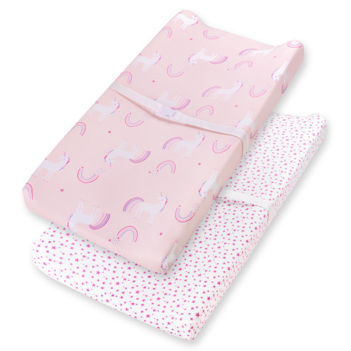 Little Star Organic Changing Pad Cover, 2 Pk, Unicorn Dreams