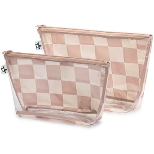 Tiny Twinkle Mess-proof Travel Bags, Airline Compliant, Zipper Closure, Clear Front Pouch, Diaper Bag Packing, Toiletry or Cosmetics Organizer 2 Pack