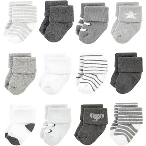 Hudson Baby Baby Girls' Cotton Rich Newborn and Terry Socks