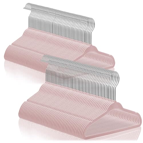 Casafield 100 Velvet Baby Hangers - 11" Size for Infant & Toddler Clothes - Light Pink