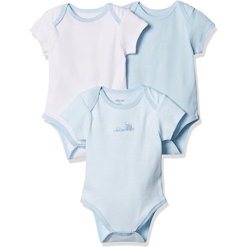 Little Me baby-boys 3-pack 100% Cotton Scratch Free Tag Onesies