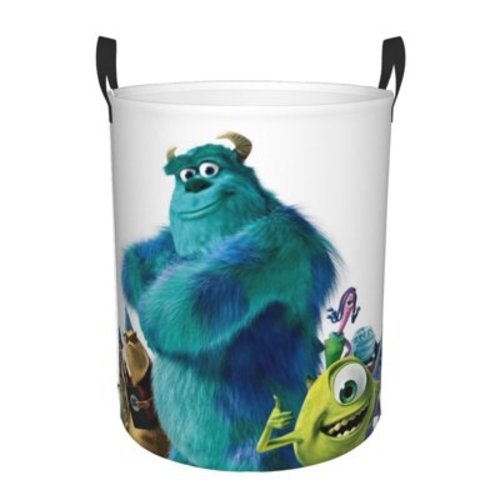 Monsters University Laundry Basket, Dirty Clothes Basket, Foldable Waterproof Oxford Cloth with Handles Round Storage Basket for Bedroom, Bathroom, Clothes, Toy Organizer