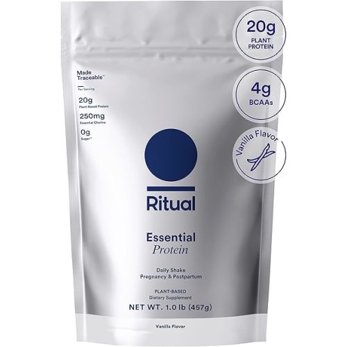 Ritual Prenatal Vegan Protein Powder: Choline to Support Prenatal, Postpartum, & Lactation, 20g Organic Pea Protein from Regenerative Farms in USA, Gluten Free, Plant Based, Sugar Free†, Vanilla, 1Lbs