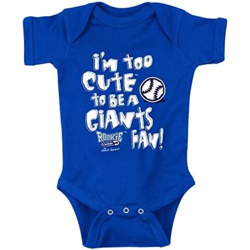 Smack Apparel Los Angeles Baseball Fans. I'm Too Cute (Anti-Giants) Royal Onesie or Toddler Tee (NB-7T)