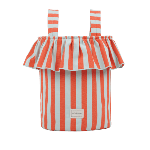 Basket Stripes - Coral + Aqua - Minicoton