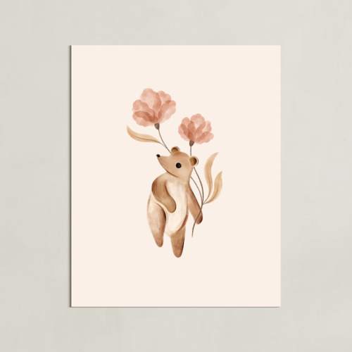 Bear with Flowers Open Edition Children's Art Print by Vivian Yiwing