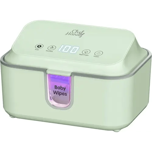 Chefhandy Baby Wipe Warmer, Wipe Warmer and Baby Wet Wipes Dispenser with UV Light Sanitizer,Baby Wipes Warmer for Babies,3 Heat Modes,Night Light,Heating Silence,Large Capacity Wipes Warmer (Green)