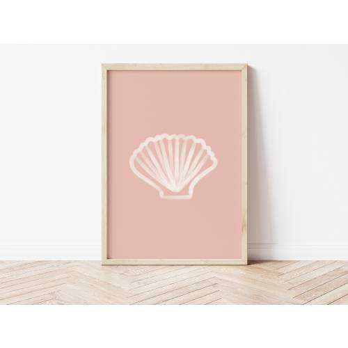 Pink Shell Illustration Print, Boho Prints, Coastal Art, Natural Print, Boho Décor, Abstract, Wall Decor, Seashells,Beach Print,Bathroom Art