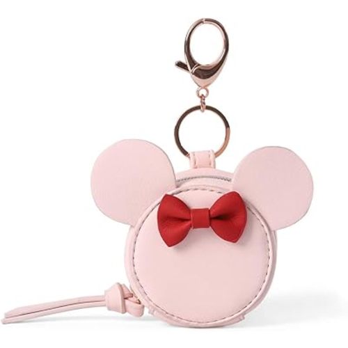 miss fong Pacifier Holder Case with Clip, Pacifier Pouch Cover, Pacifier Charm Pod with Clasp Attach to The Strollers & Diaper Bags, Hold 2 Pacifier or Nipple Shield(Bow Pink)