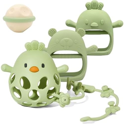 Baby Teething Toy, Silicone Teething Toys, Soft Baby Chew Toys for Sucking Needs, Bells can be Installed, Suitable for Babies of Any Age 2024 NEW