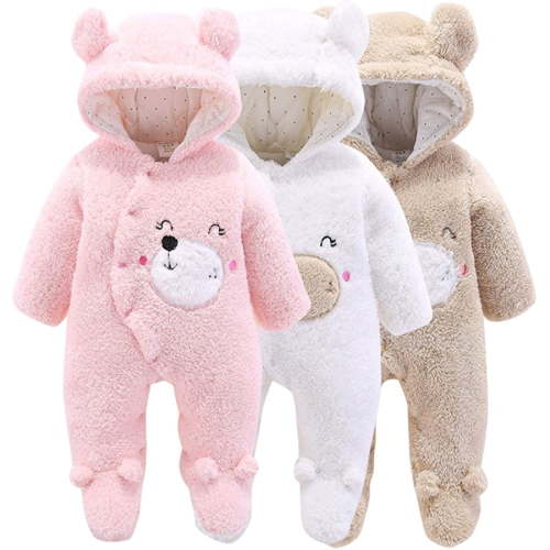 YOUI-GIFTS Newborn Bear Warmer Snowsuit Cotton Fleece Hooded Romper Jumpsuit for Baby Girls Boys