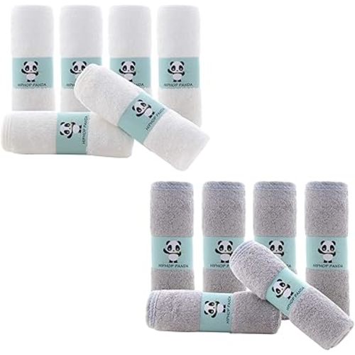 Baby Washcloths - 2 Layer Ultra Soft Absorbent Washcloths - Newborn Face Towel - Makeup Remove Washcloths for Sensitive Skin - 12 Pack -Grey and White