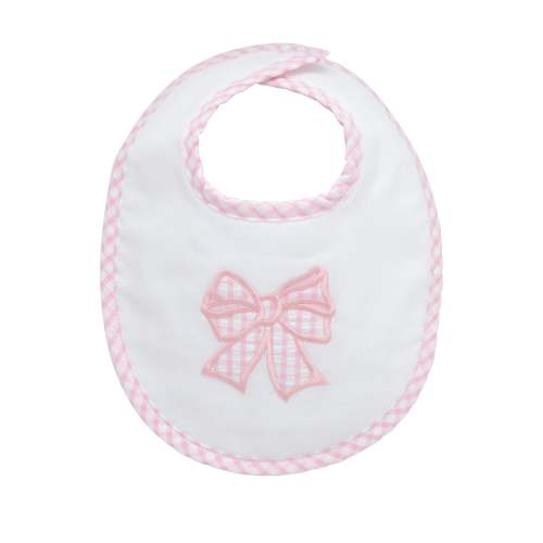 Bow Applique Basic Bib, Pink