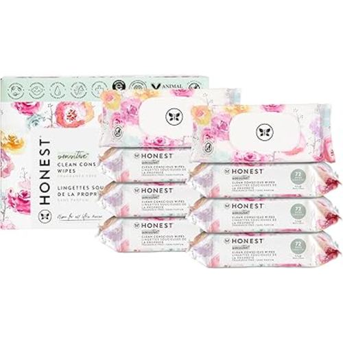 The Honest Company Clean Conscious Multi-Use Wipes | Hypoallergenic + Unscented for Sensitive Skin | Over 99% Water, Compostable, Plant Based, Baby Wipes | Rose Blossom, 576 Count