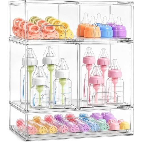 Baby Bottle Organizer for Countertop 5 Pack Stackable Baby Bottle Storage