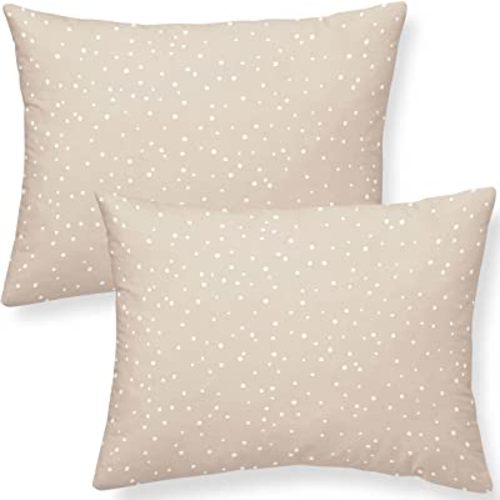 Makemake Organics Organic Toddler Pillowcase (Set of 2) GOTS Certified Organic Cotton Pillowcase - Ultra Soft Breathable Fits 13x18 Boys Girls Neutral Unisex (14"x19", Polka Dots)