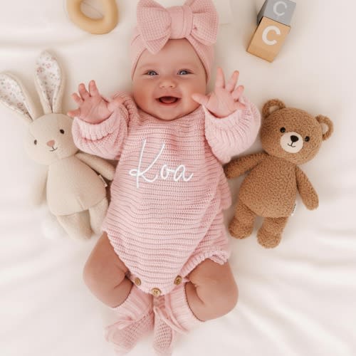 Personalized Coming Home Set, Newborn Name Outfit, Baby Onesie, Cotton Knit Romper, First Baby Bodysuit, Baby Girl Jumper, New Baby Gift