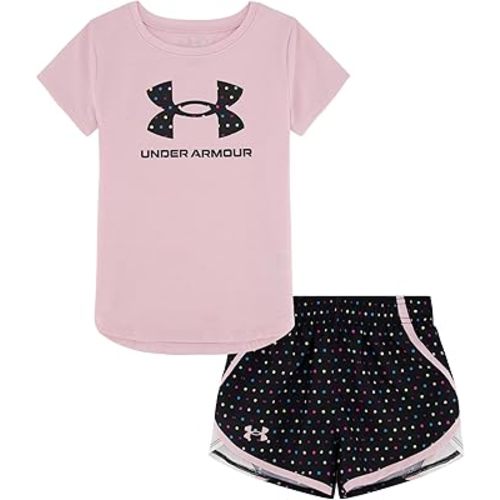 Under Armour UA PRINTED WOVEN SHORT SET, PRIME PINK, 3T