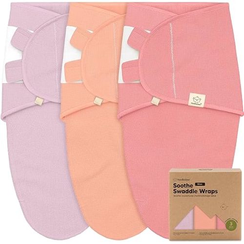 3-Pack Organic Swaddles for Newborns, Baby Sleep Sacks 0-3 Months - Baby Swaddle Wrap, Newborn Wearable Blanket, Infant Sleep Sack for Girls, Boys, Soft & Snug, Large Hook & Loop Closure (Vivacious)