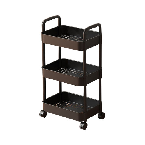 Blukids 3-Tier Rolling Utility Cart, Multifunctional Metal Organization Storage Cart with 2 Lockable Wheels for Office, Home, Kitchen, Bedroom, Bathroom, Laundry Room by Pipishell(Black)