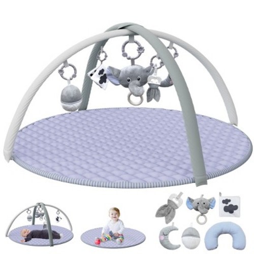 BabyBond Baby Gym Play Mat,Tummy Time Mat with 5 Detachable Toys for Stage-Based Motor Skills & Sensory Development