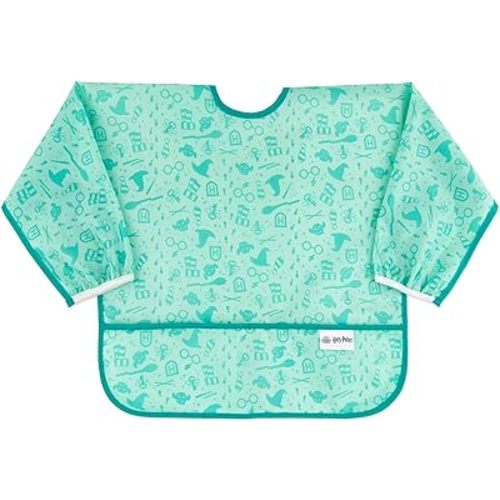 Bumkins Bibs, Baby and Toddler Girls and Boys 6-24 Months, Long Sleeve, Essential Must Have for Eating, Feeding, Mess Saving Lightweight Waterproof Fabric Sleeved Smock, Harry Potter