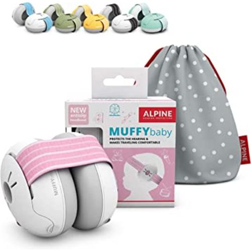 Alpine Muffy Baby Ear Protection for Babies and Toddlers up to 36 Months - CE & ANSI Certified - Noise Reduction Earmuffs - Comfortable Baby Headphones Against Hearing Damage & Improves Sleep - Pink