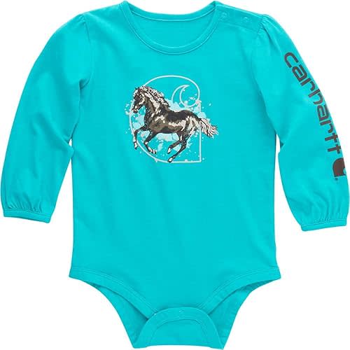 Carhartt Kid's CA7084 Long-Sleeve Running Horse Bodysuit - Girls