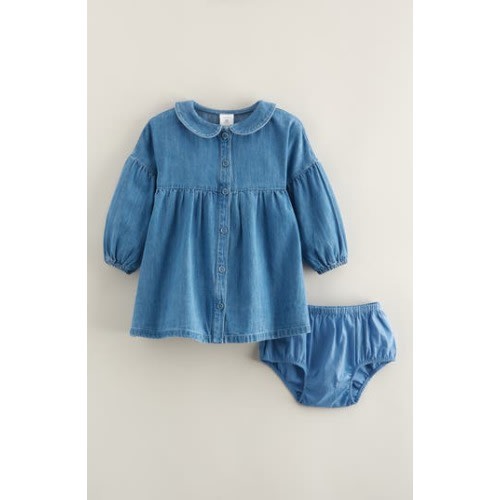 Bubble Sleeve Chambray Dress & Bloomers Set, 12M
