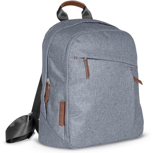 UPPAbaby Changing Backpack / Multiple Storage Compartments / Stroller Strap Attachment / Bottle Insulator and Changing Pad Included / Gregory (Blue Mélange / Saddle Leather)